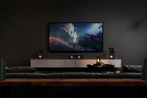 Klipsch Reference Theater Pack 5.0.4 mit Dolby Atmos in einem Wohnzimmer